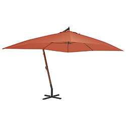 Maison Chic Parasol Jardin | Parasol en porte-à-faux avec mat en bois 400x300 cm Terre cuite - GKD51581