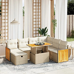 vidaXL Salon de jardin avec coussins 8 pcs beige résine tressée