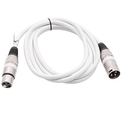 vhbw Câble lumière DMX, 2m, prise XLR mâle et femelle, 3 broches, câble PVC, blanc compatible avec éclairage scénique, projecteurs ...