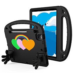 Coque en EVA antichoc, antireflet, motif cœur d'amour avec béquille en forme de paume pour iPad Air (2020)/Pro 11 (2018)/(2020)/(2021)/(2022) - noir