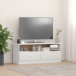 Maison Chic Meuble TV scandinave - Banc TV pour salon et tiroirs ALTA blanc 100x35x41 cm bois massif de pin -MN39324