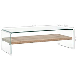 Acheter vidaXL Table basse Clair 98x45x31 cm Verre trempé