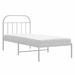 Acheter vidaXL Cadre de lit métal sans matelas avec tête de lit blanc 90x200cm