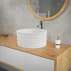 ML-Design Vasque à poser céramique blanc lavabo avec garniture de vidage blanc Ø410x180 mm