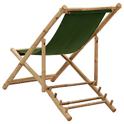 Avis vidaXL Chaise de terrasse bambou et toile vert