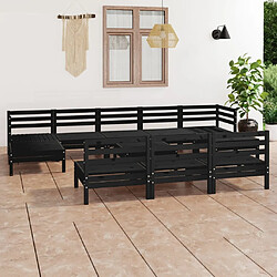 Maison Chic Salon de jardin 11 pcs - Table et chaises d'extérieur - Mobilier/Meubles de jardin Moderne Noir Bois de pin massif -MN62711