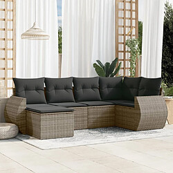 Maison Chic Salon de jardin 6 pcs avec coussins | Ensemble de Table et chaises | Mobilier d'Extérieur gris résine tressée -GKD88106