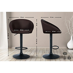 Acheter Decoshop26 Tabouret de bar assise pivotante à 360° hauteur réglable en PVC marron piètement en métal noir 10_0004765