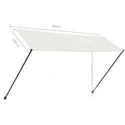 vidaXL Auvent rétractable avec LED 400x150 cm Crème pas cher