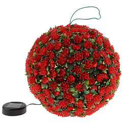 La boule de fleur accrochante solaire en plastique de LED allume le rouge décoratif de jardin extérieur