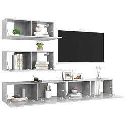 Avis Maison Chic Ensemble de meubles TV 4 pcs | Banc TV Moderne pour salon | Meuble de Rangement - Gris béton Aggloméré -MN92329