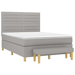 Avis Maison Chic Lit Adulte - Lit simple Lit à sommier tapissier avec matelas moelleux - Meuble de Chambre - Gris clair 140x190cm Tissu -MN62252