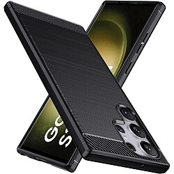 Xeptio Coque protection brossée noire pour Samsung Galaxy S23 Ultra 5G Style Carbon Fiber Antichoc