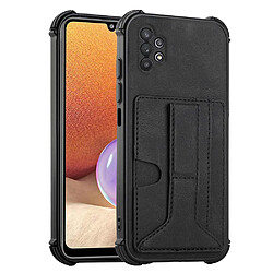 Coque en TPU + PU anti-chute, béquille, porte-cartes noir pour votre Samsung Galaxy A32 4G (EU Version)