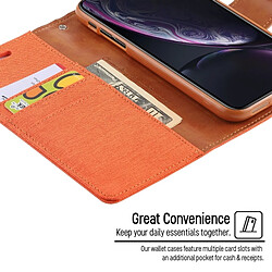 Wewoo CANVAS DIARY Étui en cuir à rabat horizontal texturé pour iPhone XR, avec support, logements pour cartes et portefeuille (Orange) pas cher