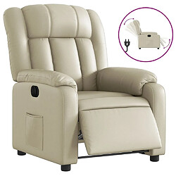 Maison Chic Fauteuil Relax pour salon, Fauteuil inclinable électrique Crème Similicuir -GKD82437