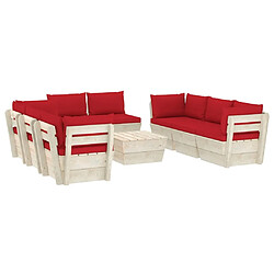 Maison Chic Salon de jardin palette 9 pcs avec coussins - Table et chaises d'extérieur - Mobilier/Meubles de jardin Moderne épicéa imprégné -MN89721