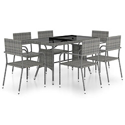 Maison Chic Jeu à dîner de jardin 7 pcs,Mobilier de salle à manger d'extérieur,Meuble à dîner Résine tressée Anthracite et gris -GKD251184