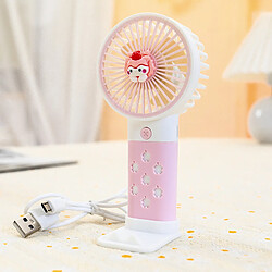 Ventilateur De Chargement De Personnage Usb De Dessin Animé (Rose) Avec Batterie Intégrée Et Design Portable