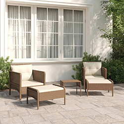 vidaXL Salon de jardin 5 pcs avec coussins Marron Résine tressée