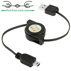 Wewoo Câble noir pour Motorola V3 / Téléphone portable / MP3 / MP4 / Appareil photo numérique / GPS, Longueur: 10cm peut être étendu à 80cm, USB 1.1 à mini 5 broches USB données rétractables et de chargeur