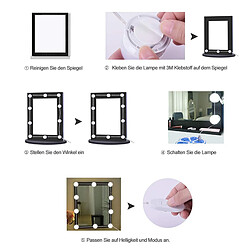 BESTA STN Led Mirror Light, 10pcs Mirror Lighting Hollywood Style LED Mirror Light, avec 3 modes d'éclairage et 10 luminosité variable pour miroir de courtoisie/coiffeuse/miroir de salle de bain-nouvelle version