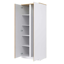 Dansmamaison Armoire 2 portes battantes Blanc/Bois - QIZ pas cher