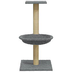 Helloshop26 Arbre à chat meuble tour grimper jouet grattage grattoir escalade plateforme avec griffoir en sisal clair 74 cm gris 02_0022441