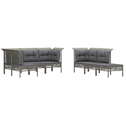 Avis Maison Chic Salon de jardin 10 pcs + coussins - Mobilier/Meubles de jardin - Table et chaises d'extérieur Gris Résine tressée -MN37195