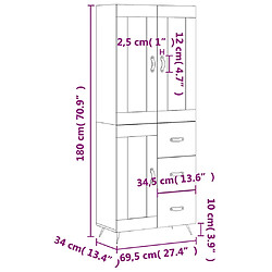 vidaXL Buffet haut Blanc brillant 69,5x34x180 cm Bois d'ingénierie pas cher