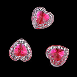 50 Pcs 12mm Coeur Résine Strass Boutons Flatback Double Forage Rose Rouge