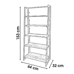 Urban Living Etagère bibliothèque industrielle pliable Dock - L. 64 x H. 153 cm - Noir