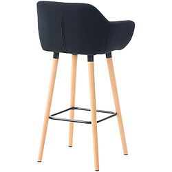 Decoshop26 Tabouret de bar lounge x1 design scandinave assise en tissu noir pieds en bois repose-pieds en métal 10_0004926