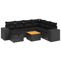 vidaXL Salon de jardin 8 pcs avec coussins noir résine tressée