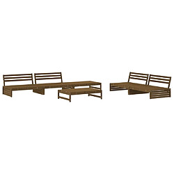 vidaXL Salon de jardin 6 pcs Marron miel Bois de pin massif