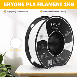 None Filament PLA ERYONE pour imprimante 3D 1,75 mm Tolérance 0,03 mm 1 kg (2,2 lbs)/bobine - Blanc ivoire