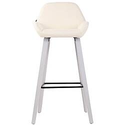 Decoshop26 Tabouret de bar chaise haute x 1 avec repose-pieds design moderne en tissu crème pied en bois couleur blanc 10_0005287