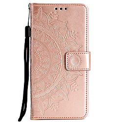 Etui en PU empreinte fleur or rose pour votre Huawei Y6p