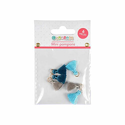 Paris Prix Lot de 6 Mini Pompons Bijoux 1cm Bleu & Gris