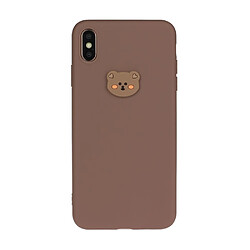 Coque en TPU + PU poupée animale enduite tête d'ours pour votre Apple iPhone XS/X 5.8 pouces