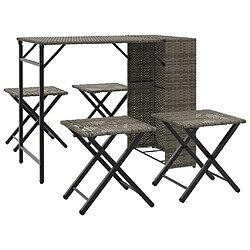 vidaXL Ensemble à manger de jardin 5 pcs pliable gris résine tressée