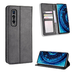 Etui en PU style vintage noir pour votre Oppo Find X2 Pro