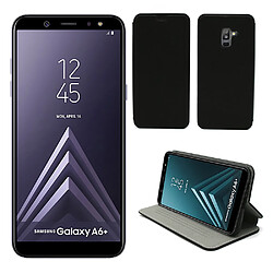 Samsung Galaxy A6 Plus 2018 : Etui luxe noir Ultra Slim Style Cuir avec stand - Housse coque de protection smartphone Galaxy A6+ 4G - Accessoires pochette case XEPTIO