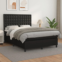 Maison Chic Lit Adulte - Lit simple Lit à sommier tapissier avec matelas moelleux - Meuble de Chambre - Noir 140x190 cm Similicuir -MN85023