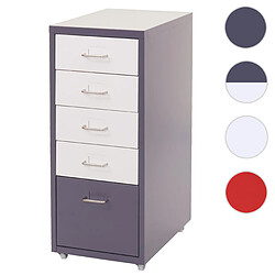 Mendler Caisson à roulettes Boston T851, armoire à tiroirs, 69x28x41cm 5 tiroirs ~ gris foncé blanc -gris foncé