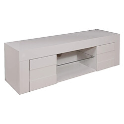 Alter Meuble de salon meuble TV moderne, Buffet bas avec 2 portes, Made in Italy, 181x42xh44 cm, couleur blanc brillant