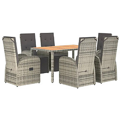 Avis Maison Chic Mobilier à dîner 7 pcs de jardin avec coussins - Ensemble table et chaises d'extérieur - Salon/Mobilier de jardin classique gris rotin -MN27776