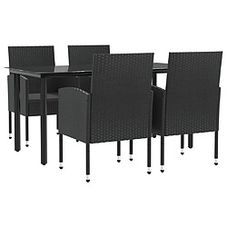 vidaXL Ensemble à manger de jardin 5 pcs noir résine tressée et acier