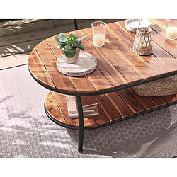 Bestmobilier MOANA - salon bas de jardin 4 pl + table - corde, métal et bois - noir coussins gris - housse de protection