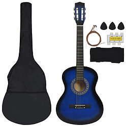 vidaXL Ensemble de guitare classique pour débutants 8 pcs bleu 3/4 36"